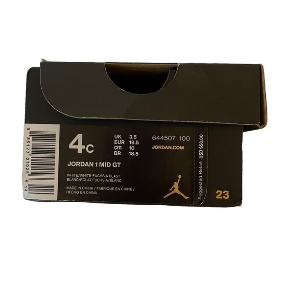 Nike Jordan Jumpman 1 Mid Rise Toddler Sneakers White & Fuschia Size 4 (Childs) - Picture 11 of 14